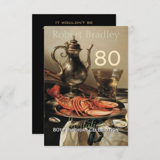 uitnodiging tot het vieren van de 80e verjaardag (Voorkant / Achterkant)