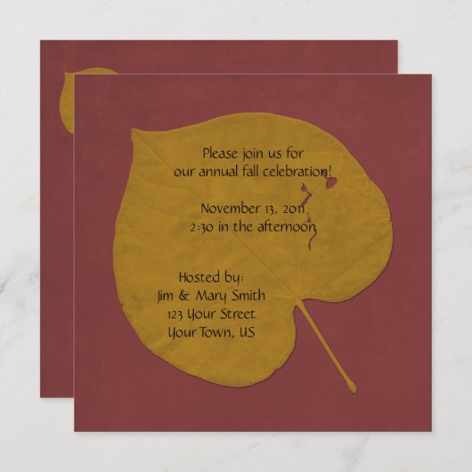 Uitnodiging tot het vieren van goud en Oranje Herf (Voorkant / Achterkant)