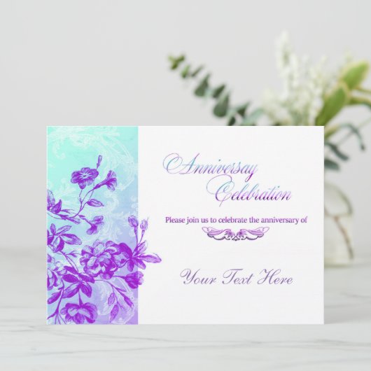 Uitnodiging tot het vieren van Jubileum (paars) (Staand voorkant)