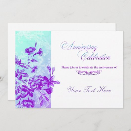 Uitnodiging tot het vieren van Jubileum (paars) (Voorkant / Achterkant)