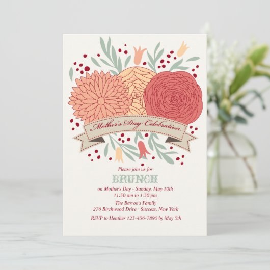 Uitnodiging tot het vieren van moederdag (Staand voorkant)