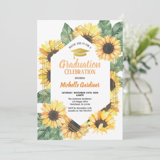 Uitnodiging tot het vieren van zonnebloempitten (Staand voorkant)