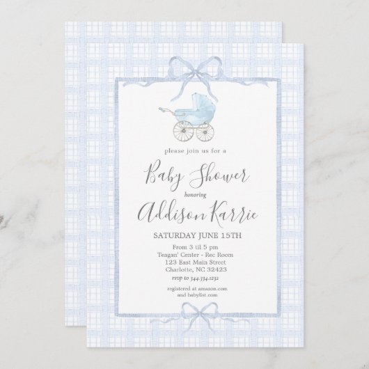 Uitnodiging tot het Zuidelijke baby van Preppy bab (Voorkant / Achterkant)