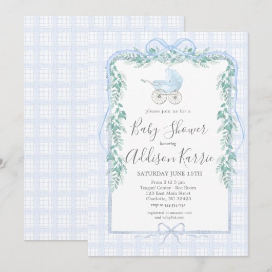 Uitnodiging tot het Zuidelijke baby van Preppy bab (Voorkant / Achterkant)