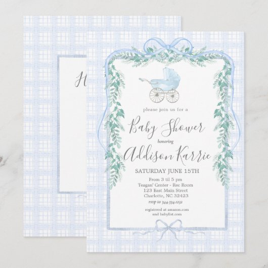 Uitnodiging tot het Zuidelijke baby van Preppy bab (Voorkant / Achterkant)