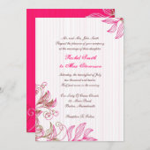 Uitnodiging tot hete roze en bruine bruiloft (Voorkant / Achterkant)