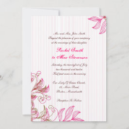 Uitnodiging tot hete roze en bruine bruiloft