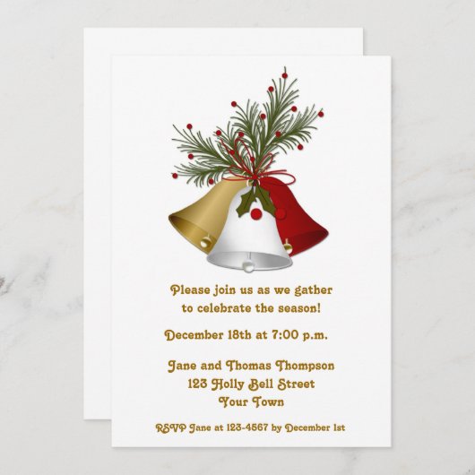 Uitnodiging tot Holiday Bells (Voorkant / Achterkant)