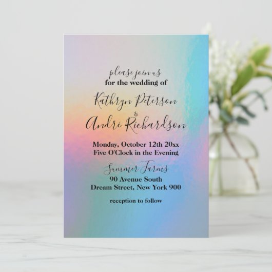 Uitnodiging tot holografisch huwelijk (Staand voorkant)