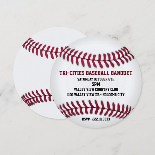 Uitnodiging tot honkbalbanket (Voorkant / Achterkant)