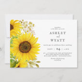 Uitnodiging tot horizontale bruiloft op zonnebloem (Voorkant)
