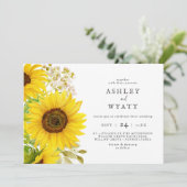 Uitnodiging tot horizontale bruiloft op zonnebloem (Staand voorkant)