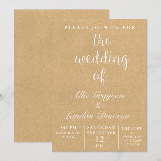 Uitnodiging tot huwelijk (Voorkant / Achterkant)