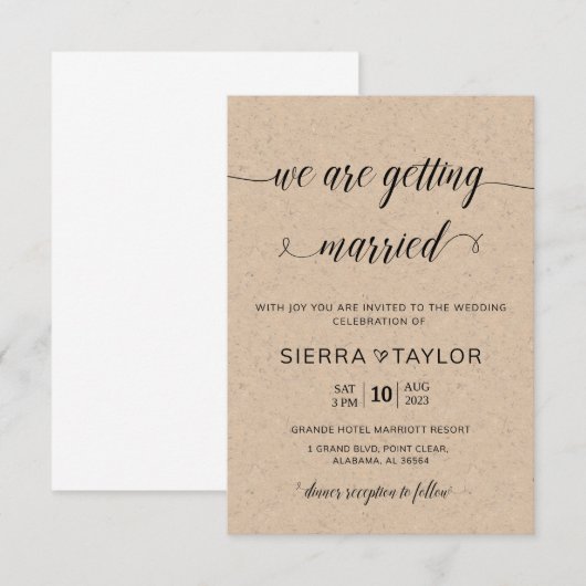 Uitnodiging tot huwelijk (Voorkant / Achterkant)