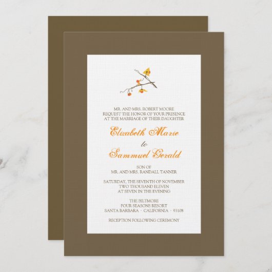 Uitnodiging tot huwelijk - bitterzoet (Voorkant / Achterkant)