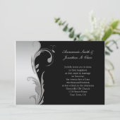 Uitnodiging tot  huwelijk - Black en Silver Weddin (Staand voorkant)