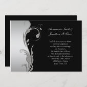 Uitnodiging tot  huwelijk - Black en Silver Weddin (Voorkant / Achterkant)
