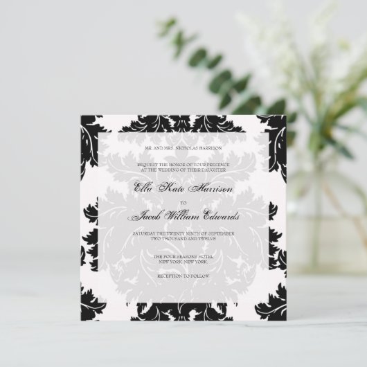 Uitnodiging tot huwelijk : DAMASK (Staand voorkant)