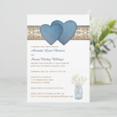 Uitnodiging tot huwelijk | Denim, Lace, Burlap (Staand voorkant)