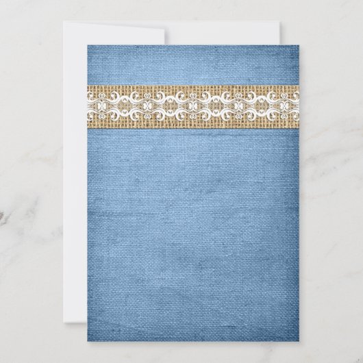 Uitnodiging tot huwelijk | Denim, Lace, Burlap (Achterkant)