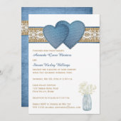 Uitnodiging tot huwelijk | Denim, Lace, Burlap (Voorkant / Achterkant)