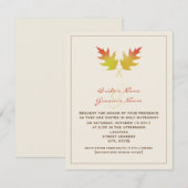 Uitnodiging tot huwelijk - eikenhouten bladeren (Voorkant / Achterkant)