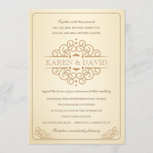 uitnodiging tot huwelijk en gouden officiële uiti