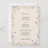 Uitnodiging tot huwelijk in Rustic Wildflower (Voorkant)
