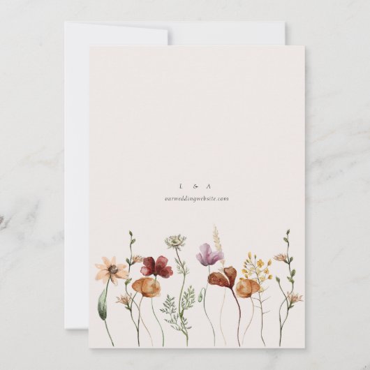 Uitnodiging tot huwelijk in Rustic Wildflower (Achterkant)