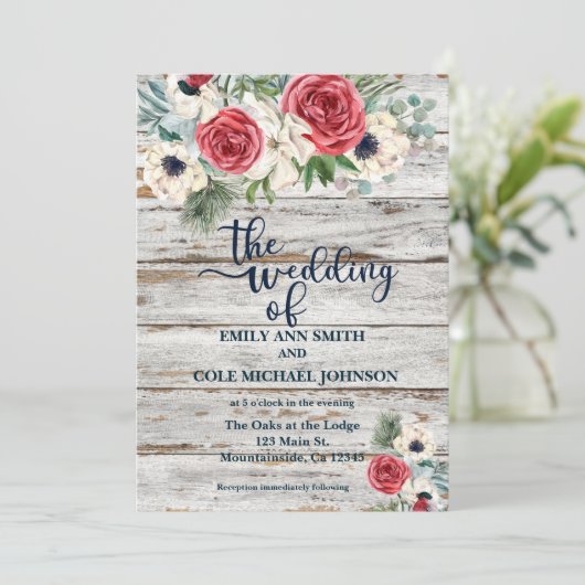 Uitnodiging tot huwelijk in Waterverf (Staand voorkant)