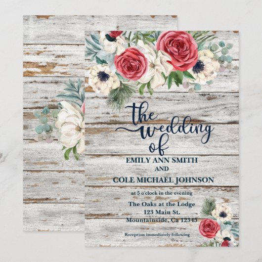 Uitnodiging tot huwelijk in Waterverf (Voorkant / Achterkant)