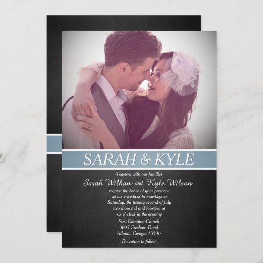 Uitnodiging tot huwelijk met Chalkboard (Voorkant / Achterkant)