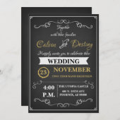 Uitnodiging tot huwelijk met Chalkboard (Voorkant / Achterkant)