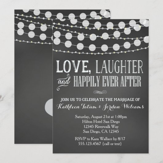 Uitnodiging tot huwelijk met Chalkboard (Voorkant / Achterkant)