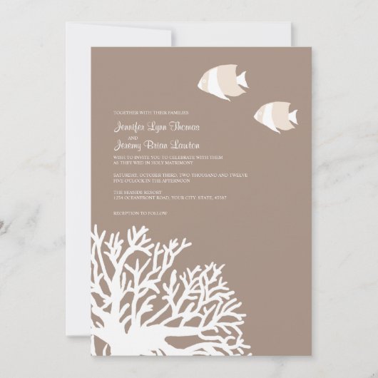 Uitnodiging tot huwelijk met witte en ivoren tropi (Voorkant)