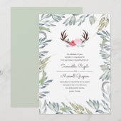 Uitnodiging tot huwelijk Rustic Deer Antler (Voorkant / Achterkant)
