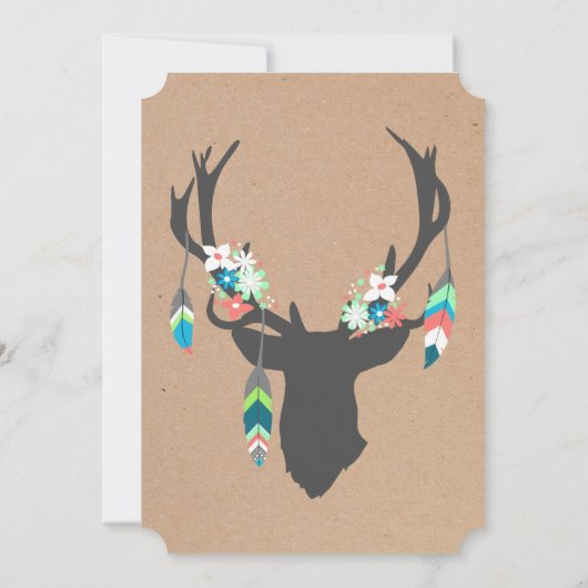 Uitnodiging tot huwelijk Rustic Tribal Deer (Achterkant)