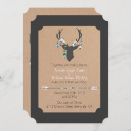 Uitnodiging tot huwelijk Rustic Tribal Deer