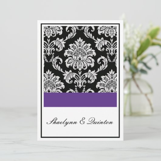 Uitnodiging tot huwelijk tussen zwarte en Paars (Staand voorkant)