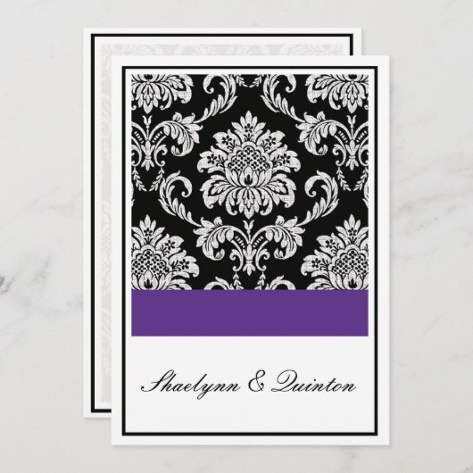 Uitnodiging tot huwelijk tussen zwarte en Paars (Voorkant / Achterkant)