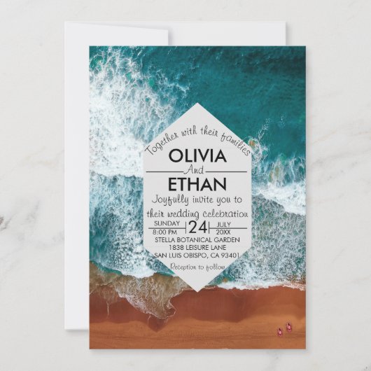Uitnodiging tot huwelijk voor de blauwe kust van d (Voorkant)