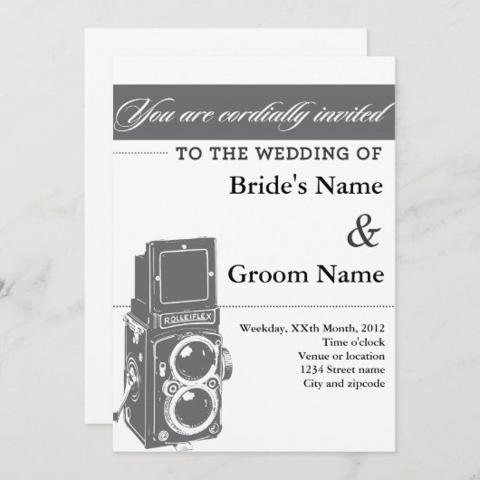 Uitnodiging tot huwelijkscamera (Voorkant / Achterkant)