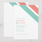 Uitnodiging tot huwelijksreis met mint en koraal (Voorkant / Achterkant)