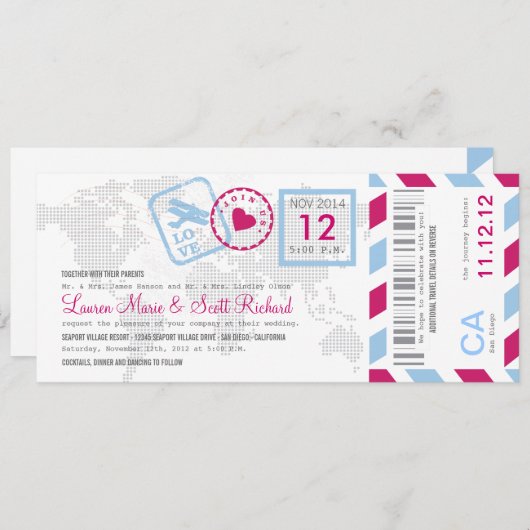 Uitnodiging tot inscheping van een vliegticket (Voorkant / Achterkant)