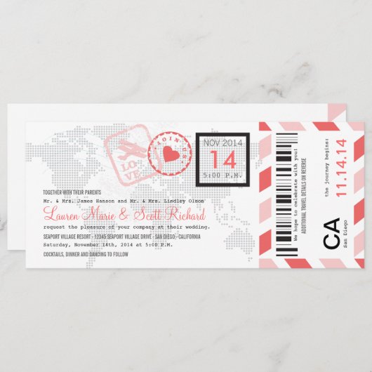 Uitnodiging tot inscheping van een vliegticket (Voorkant / Achterkant)