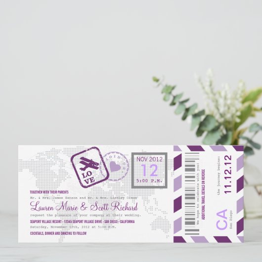 Uitnodiging tot inscheping van een vliegticket (Staand voorkant)