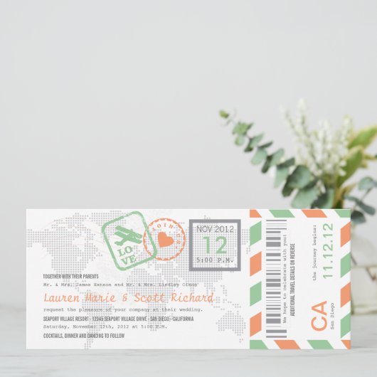 Uitnodiging tot inscheping van een vliegticket (Staand voorkant)