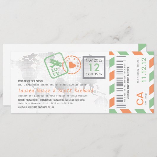 Uitnodiging tot inscheping van een vliegticket (Voorkant / Achterkant)