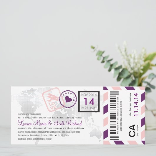 Uitnodiging tot inscheping van een vliegticket (Staand voorkant)