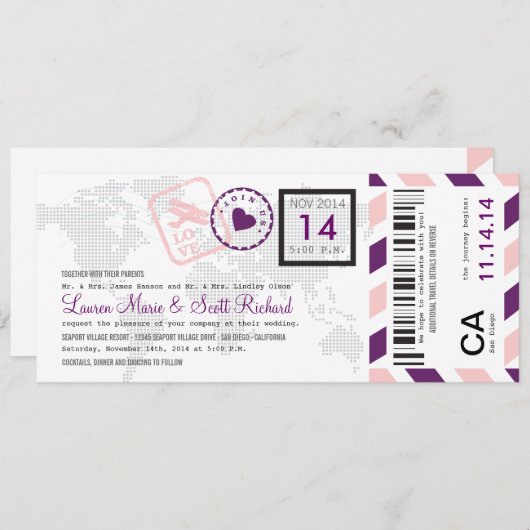 Uitnodiging tot inscheping van een vliegticket (Voorkant / Achterkant)